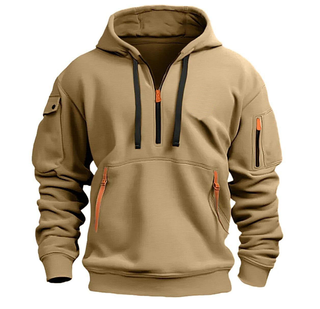 Pullover Sports, Veste décontractée Zip Multi-poche