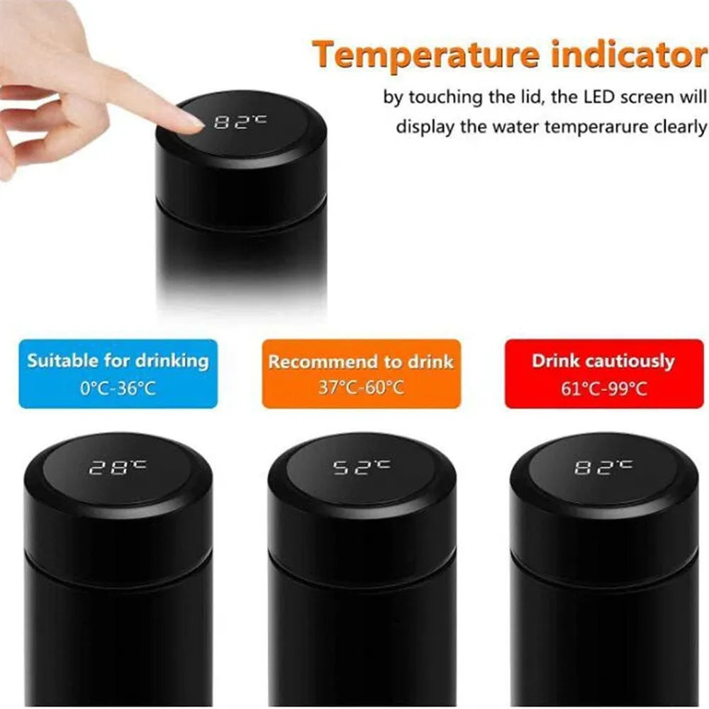 Bouteille Thermos en Acier Inoxydable avec Affichage Numérique de la Température, 500ml