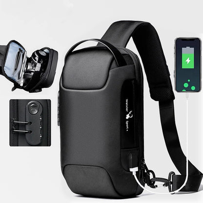 Sac bandoulière imperméable avec antivol et port de charge USB