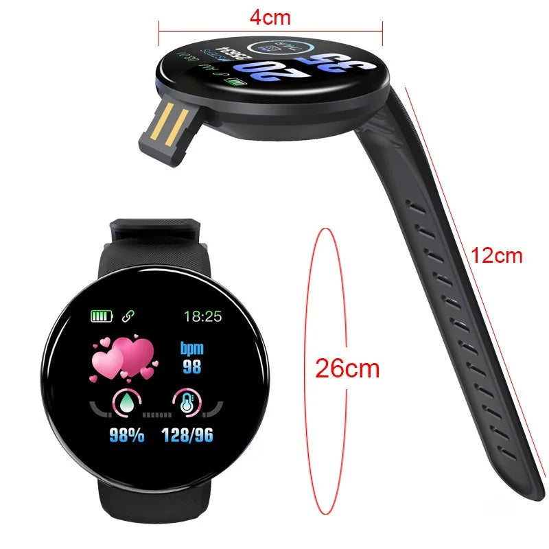 Montre intelligente D18 pour hommes et femmes, Android ou iOS