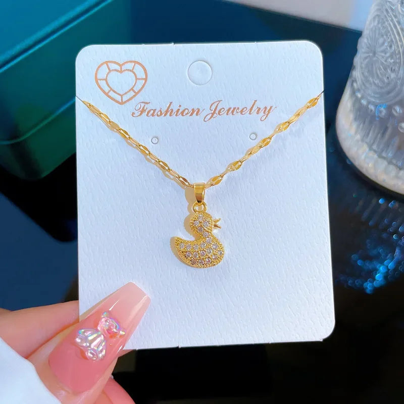 Colliers avec pendentifs en forme de canard pour femmes et filles